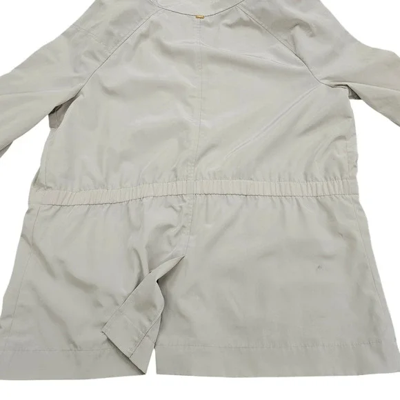 St John Jacket Shirt Womens Size XL Beige Lightweight Safari Full Zip Pockets - Picture 5 of 15